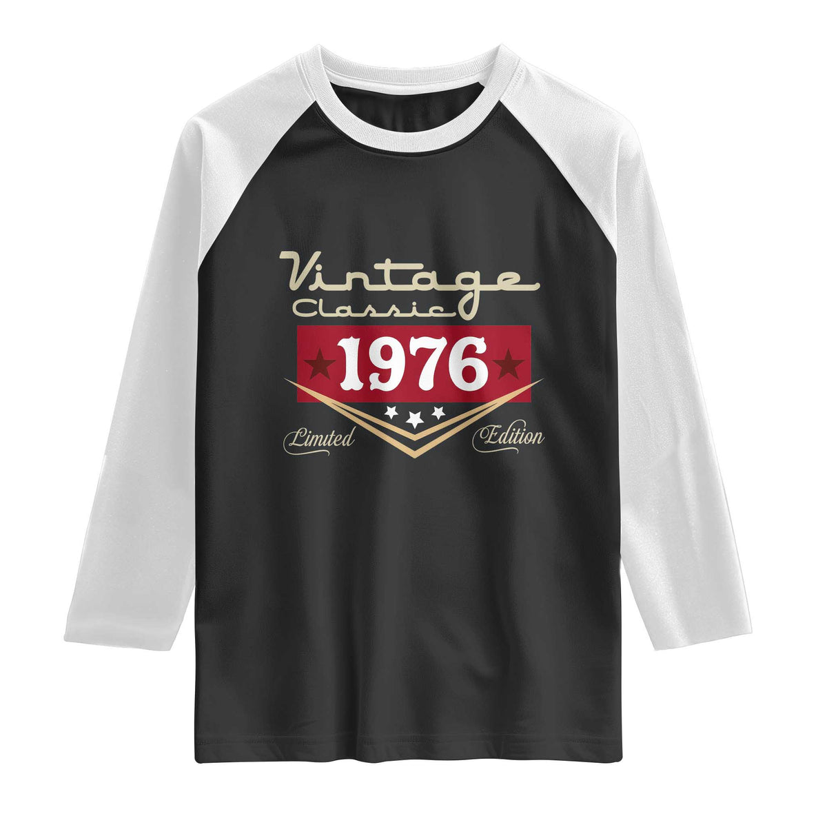 Vintage Classic 1976 Limited Edition Raglan Shirt Luxury Retro Milestone Birthday TS02 Black White Print Your Wear