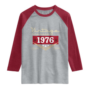Vintage Classic 1976 Limited Edition Raglan Shirt Luxury Retro Milestone Birthday TS02 Heather Gray Heather Red Print Your Wear