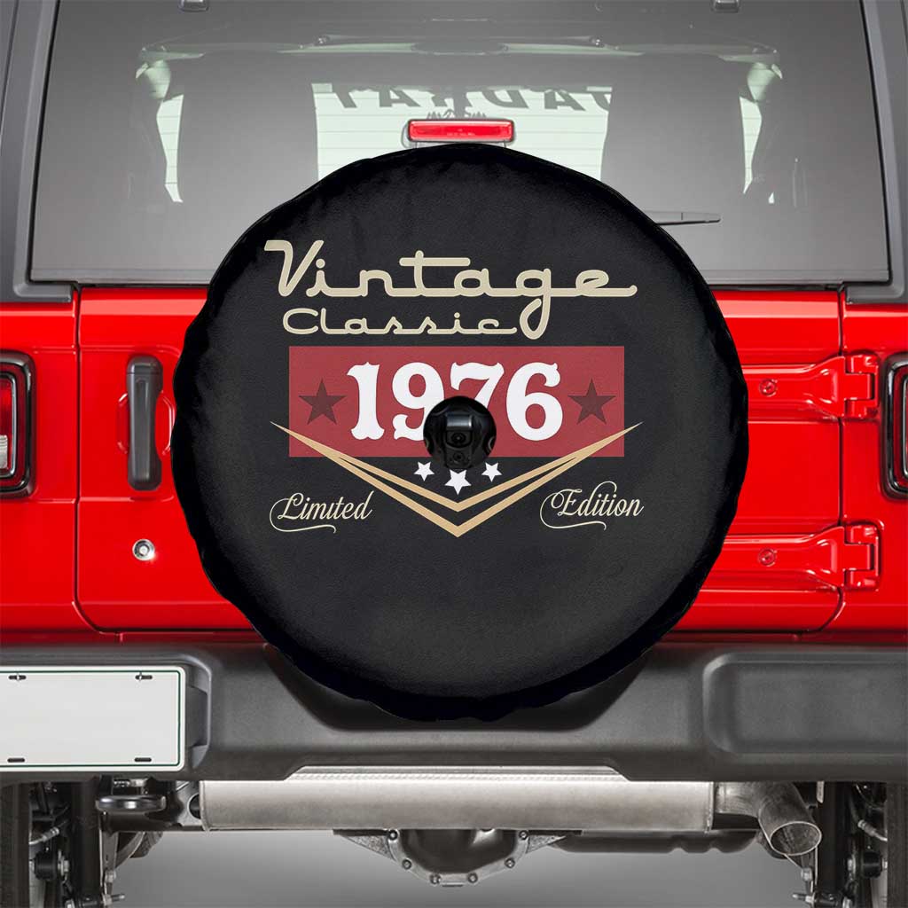 Vintage Classic 1976 Limited Edition Spare Tire Cover Luxury Retro Milestone Birthday TS02 Black Print Your Wear