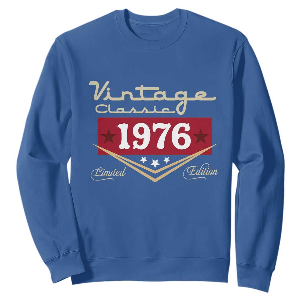 Vintage Classic 1976 Limited Edition Sweatshirt Luxury Retro Milestone Birthday TS02 Royal Blue Print Your Wear