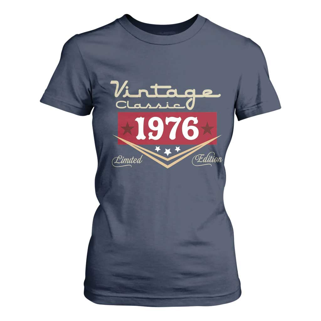 Vintage Classic 1976 Limited Edition T Shirt For Women Luxury Retro Milestone Birthday TS02 Navy Print Your Wear