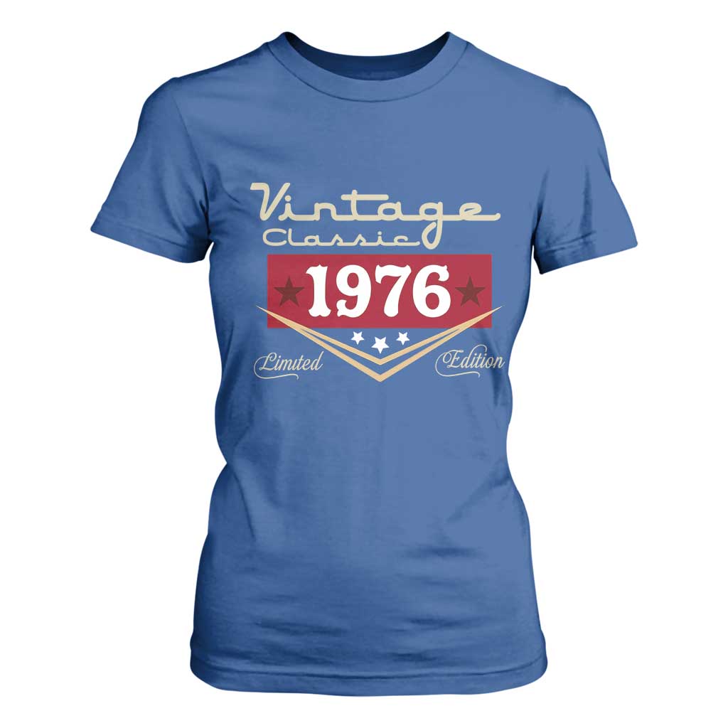 Vintage Classic 1976 Limited Edition T Shirt For Women Luxury Retro Milestone Birthday TS02 Royal Blue Print Your Wear