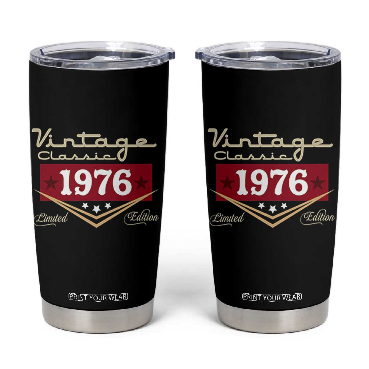 Vintage Classic 1976 Limited Edition Tumbler Cup Luxury Retro Milestone Birthday TS02 Black Print Your Wear