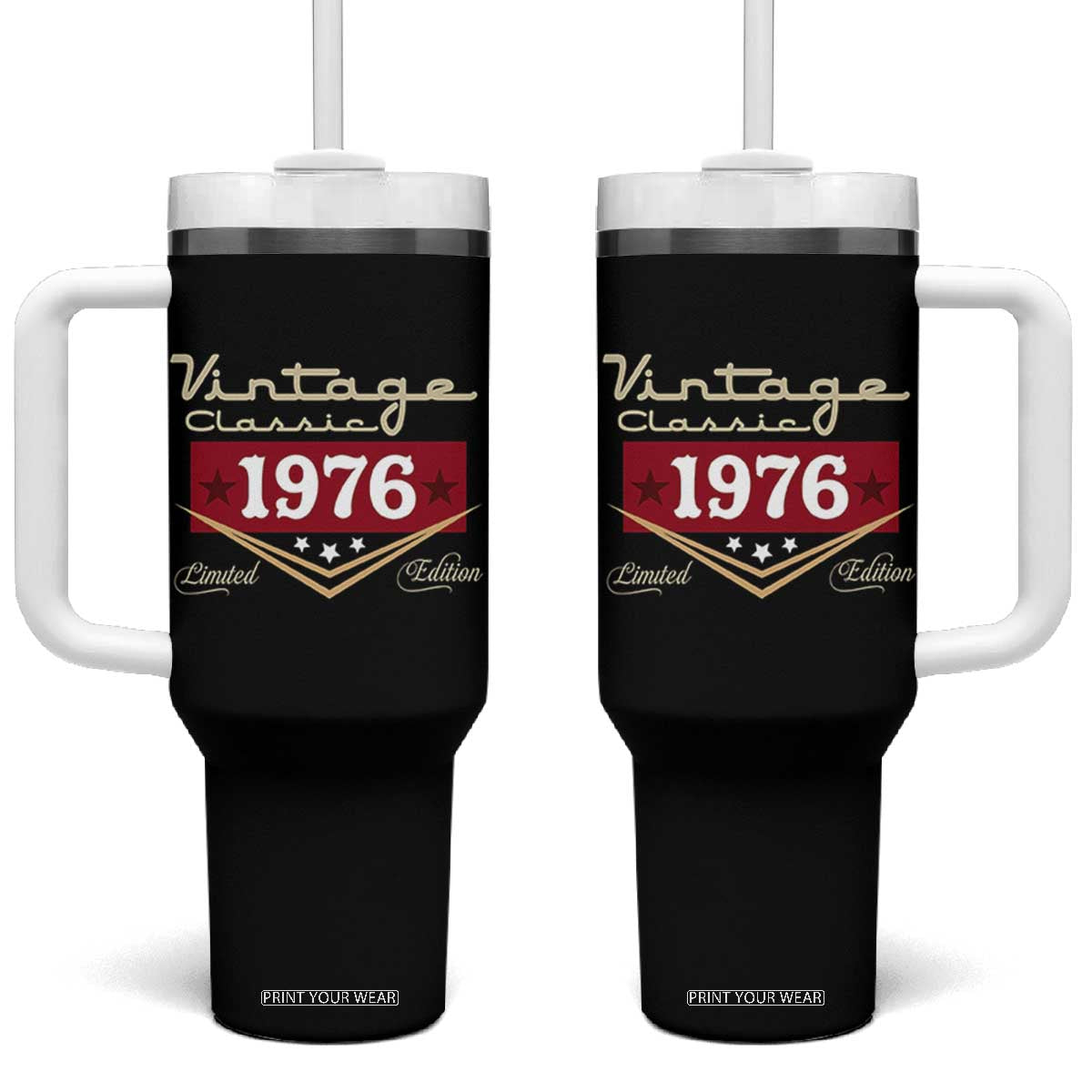 Vintage Classic 1976 Limited Edition Tumbler With Handle Luxury Retro Milestone Birthday TS02 One Size: 40 oz Black Print Your Wear