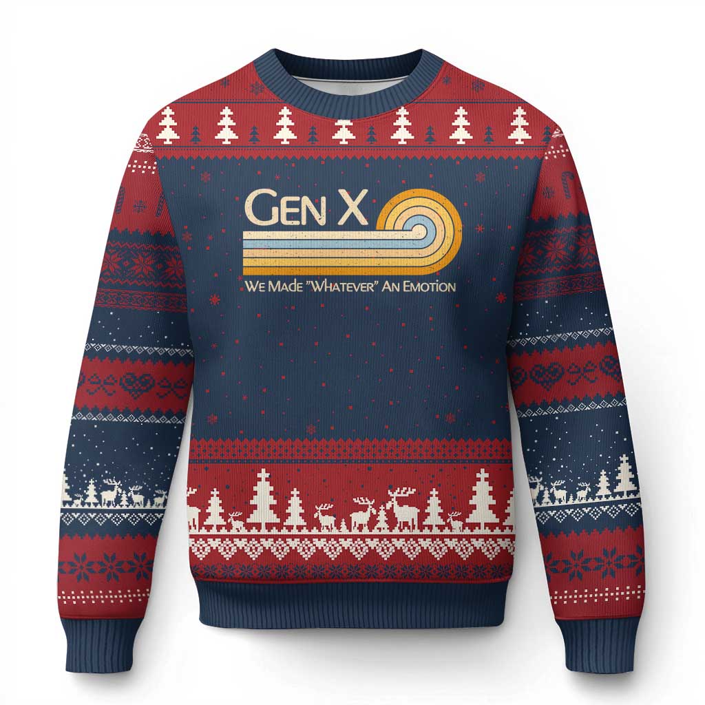 Gen X We Made Whatever An Emotion Ugly Christmas Sweater Vintage Retro 70s Rainbow Graphic