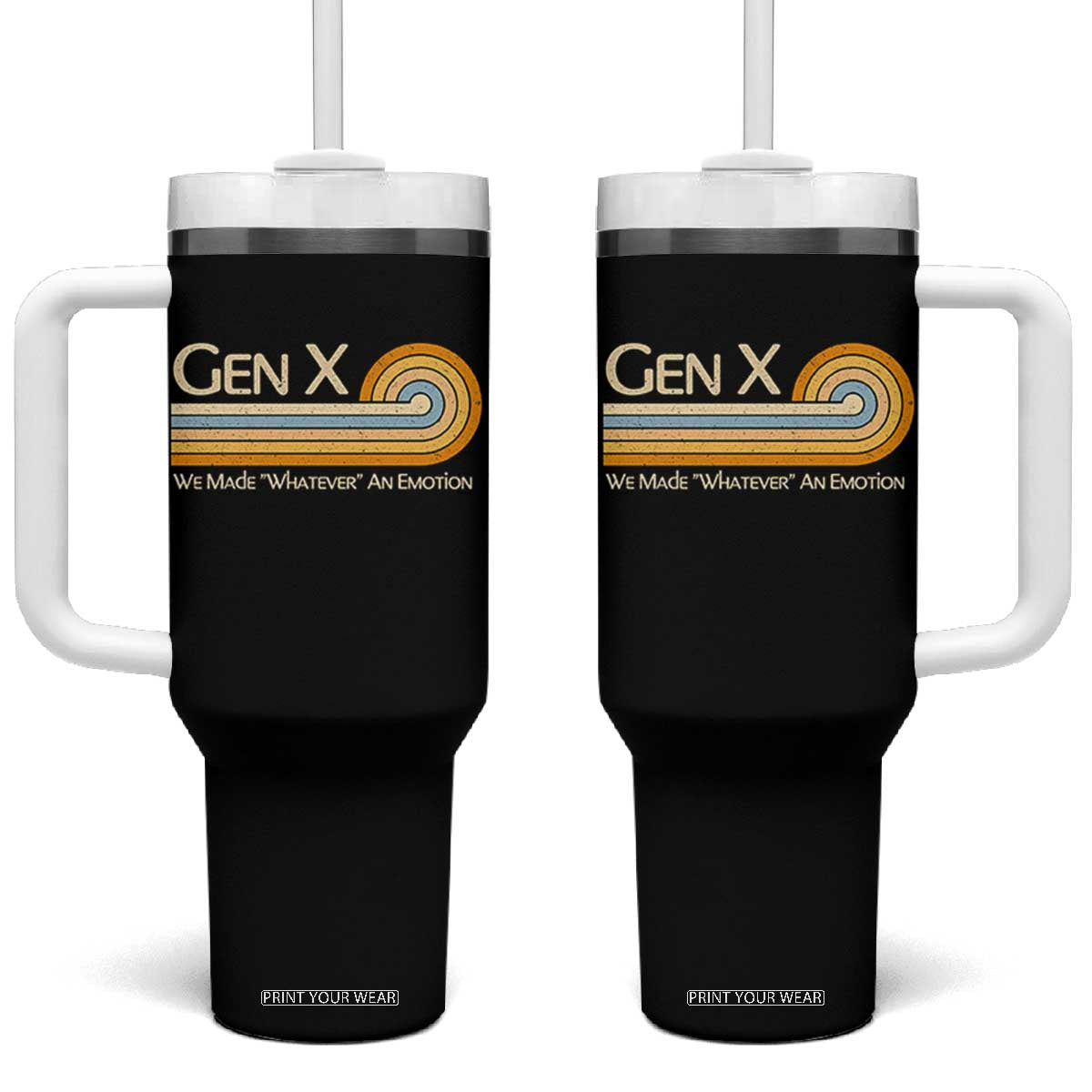 Gen X We Made Whatever An Emotion Tumbler With Handle Vintage Retro 70s Rainbow Graphic TS02 One Size: 40 oz Black Print Your Wear