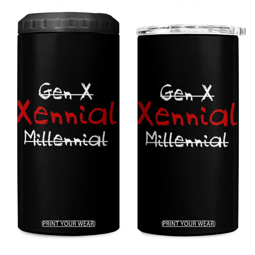 Gen X Xennial Millennial 4 in 1 Can Cooler Tumbler Micro Generation Retro Typography Graphic TS02 One Size: 16 oz Black Print Your Wear