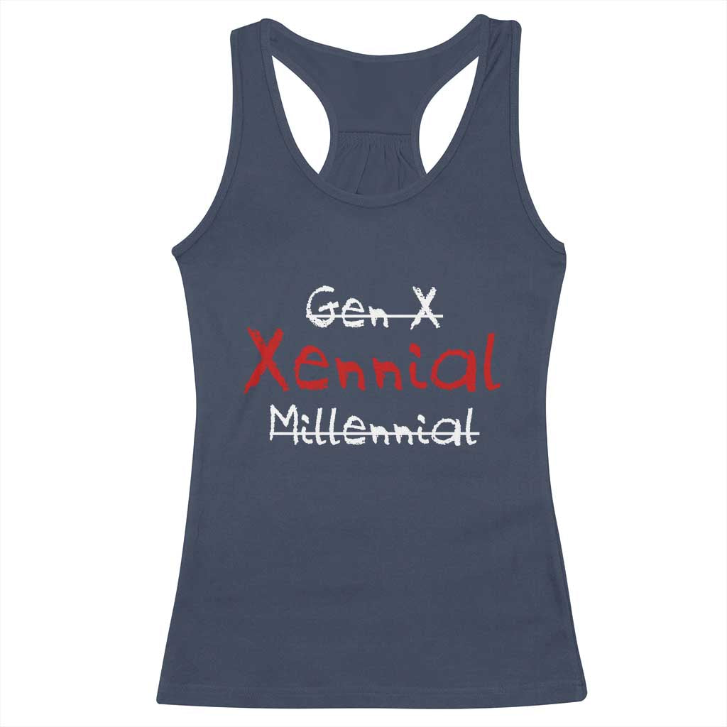 Gen X Xennial Millennial Racerback Tank Top Micro Generation Retro Typography Graphic