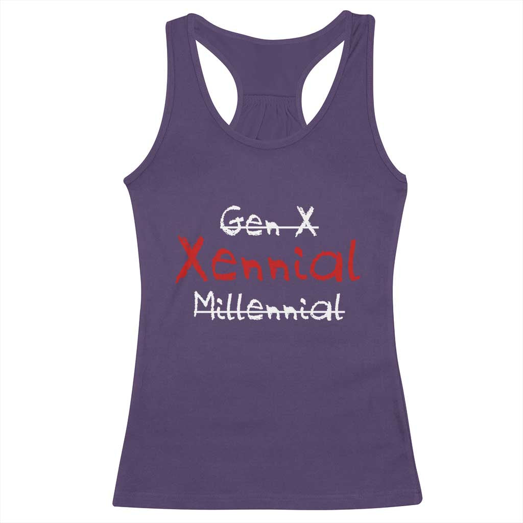 Gen X Xennial Millennial Racerback Tank Top Micro Generation Retro Typography Graphic