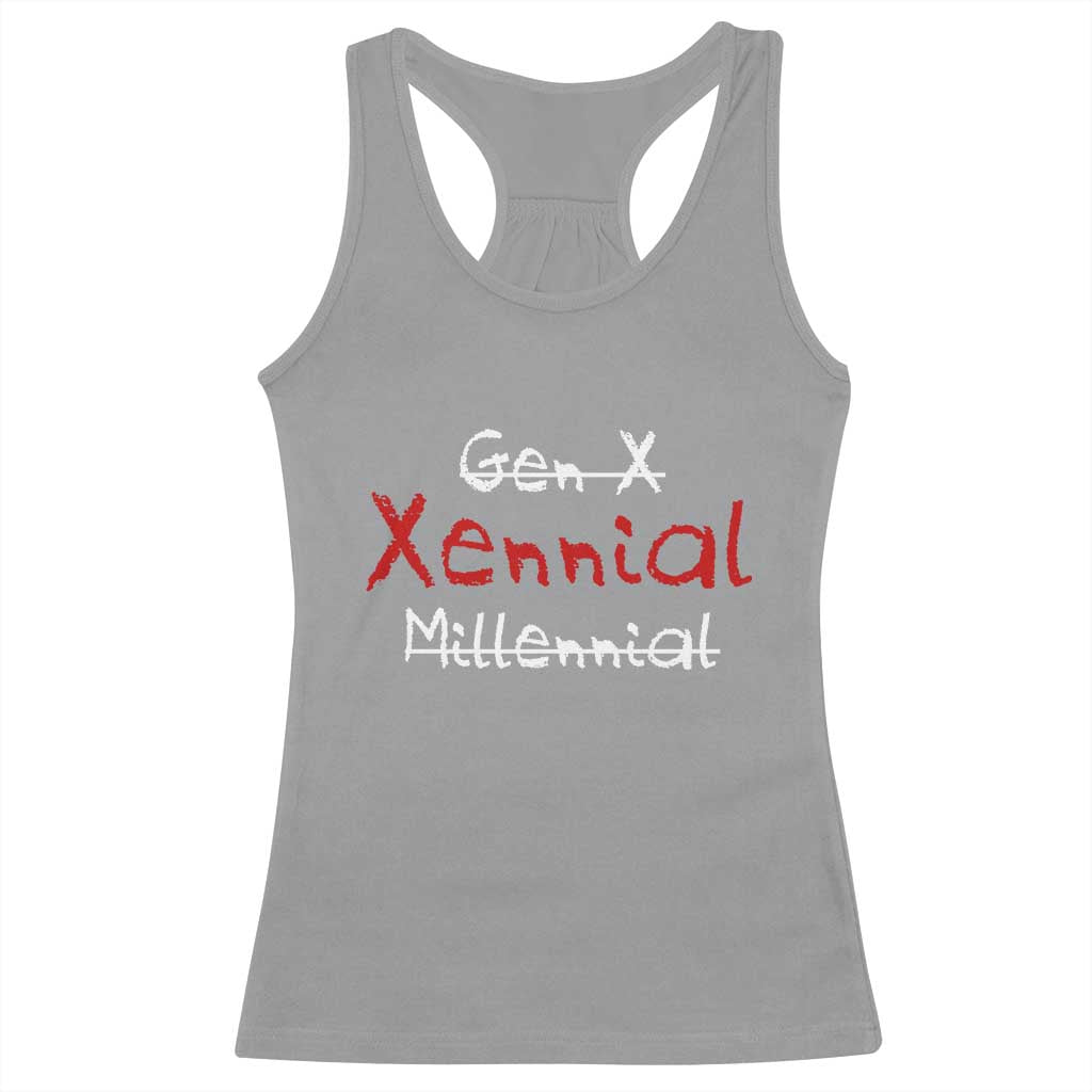 Gen X Xennial Millennial Racerback Tank Top Micro Generation Retro Typography Graphic