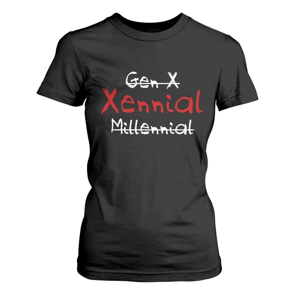 Gen X Xennial Millennial T Shirt For Women Micro Generation Retro Typography Graphic TS02 Black Print Your Wear