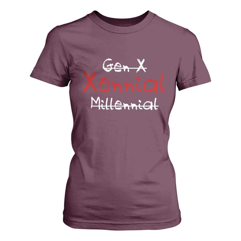 Gen X Xennial Millennial T Shirt For Women Micro Generation Retro Typography Graphic