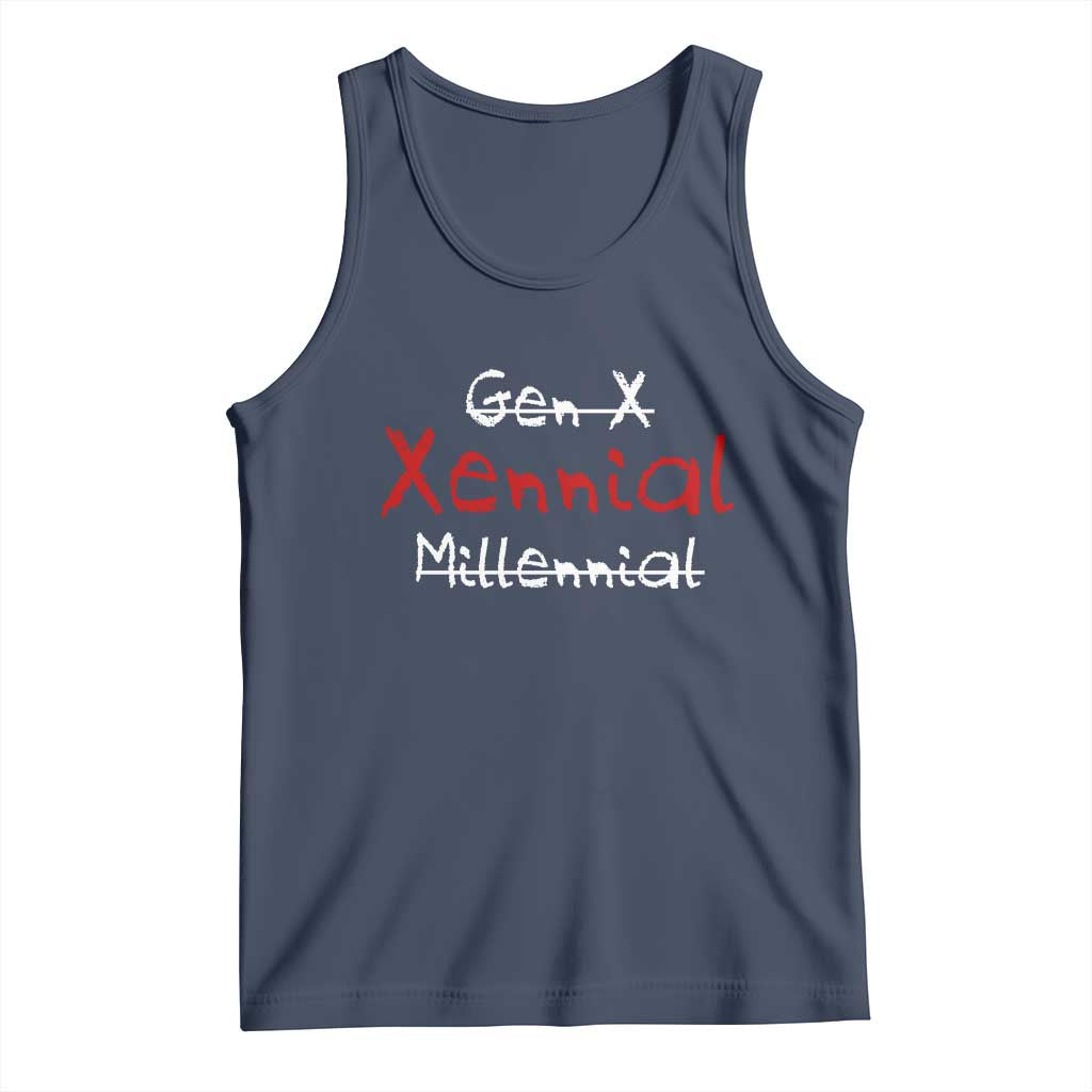 Gen X Xennial Millennial Tank Top Micro Generation Retro Typography Graphic TS02 Navy Print Your Wear