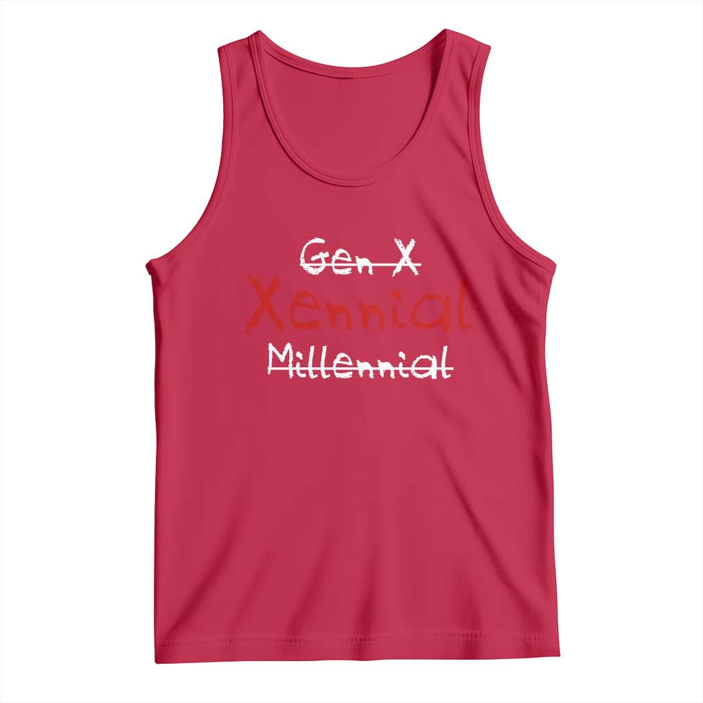 Gen X Xennial Millennial Tank Top Micro Generation Retro Typography Graphic TS02 Red Print Your Wear