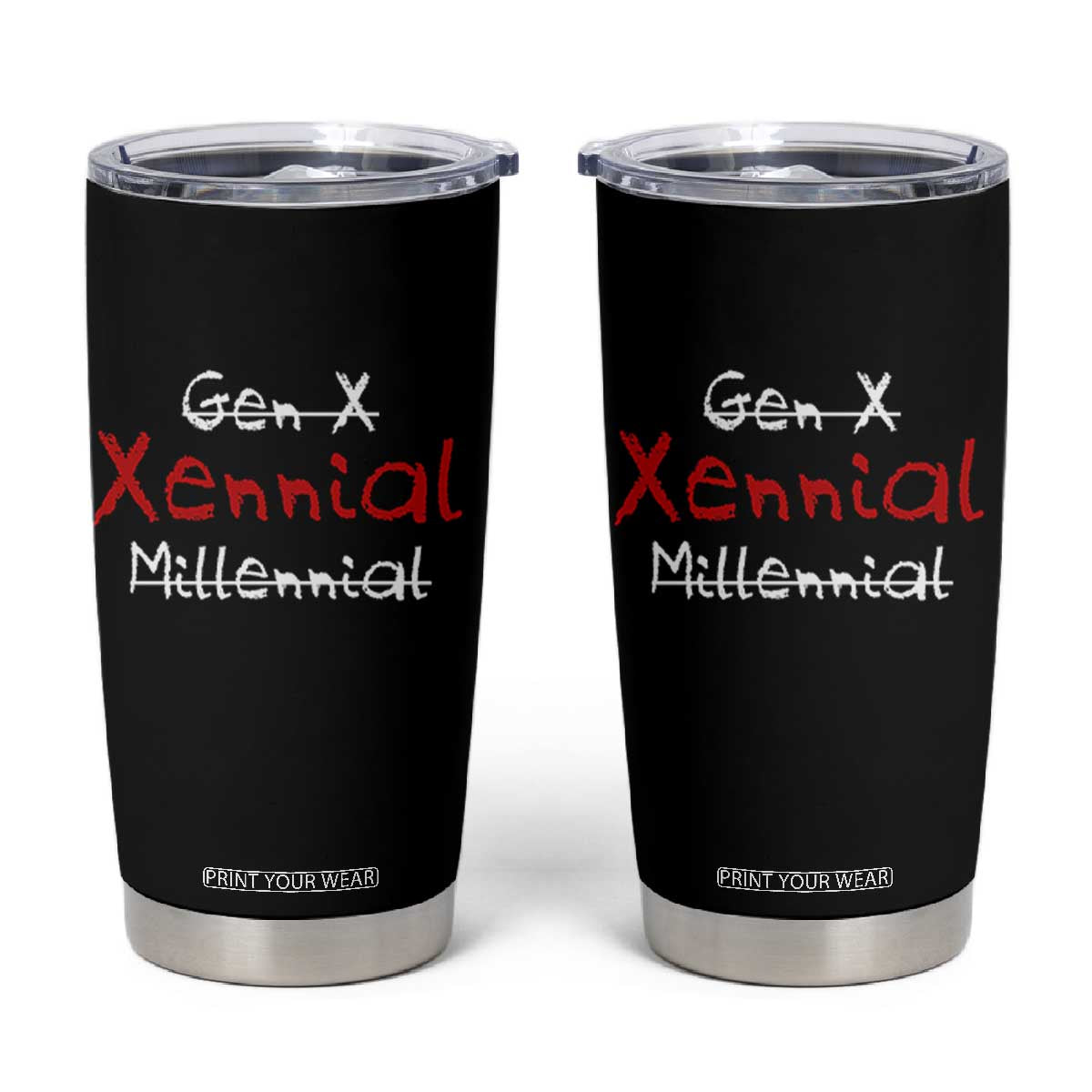 Gen X Xennial Millennial Tumbler Cup Micro Generation Retro Typography Graphic TS02 Black Print Your Wear