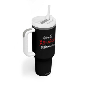 Gen X Xennial Millennial Tumbler With Handle Micro Generation Retro Typography Graphic