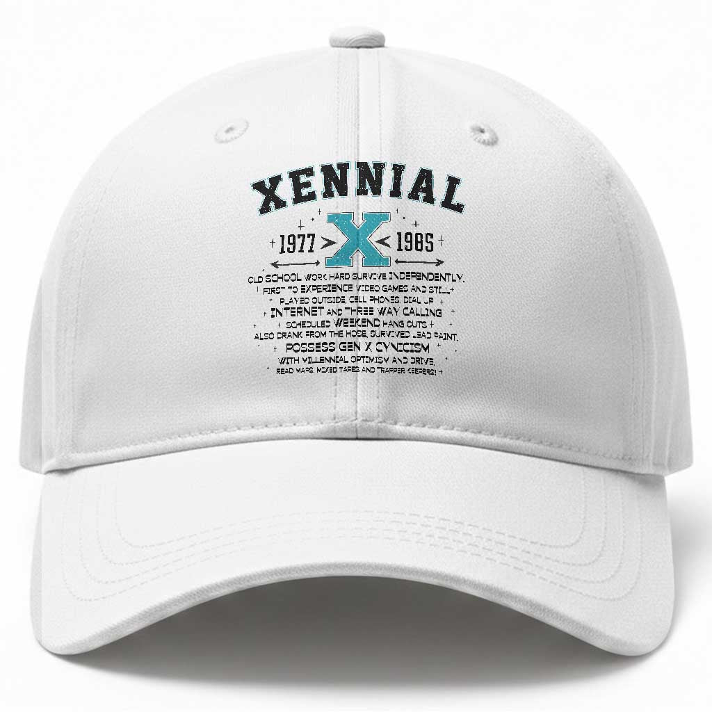 Xennial Definition 1977 to 1985 Baseball Cap Vintage Dictionary Style Graphic
