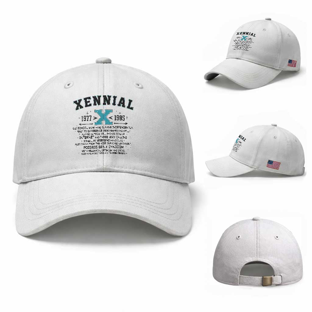 Xennial Definition 1977 to 1985 Baseball Cap Vintage Dictionary Style Graphic