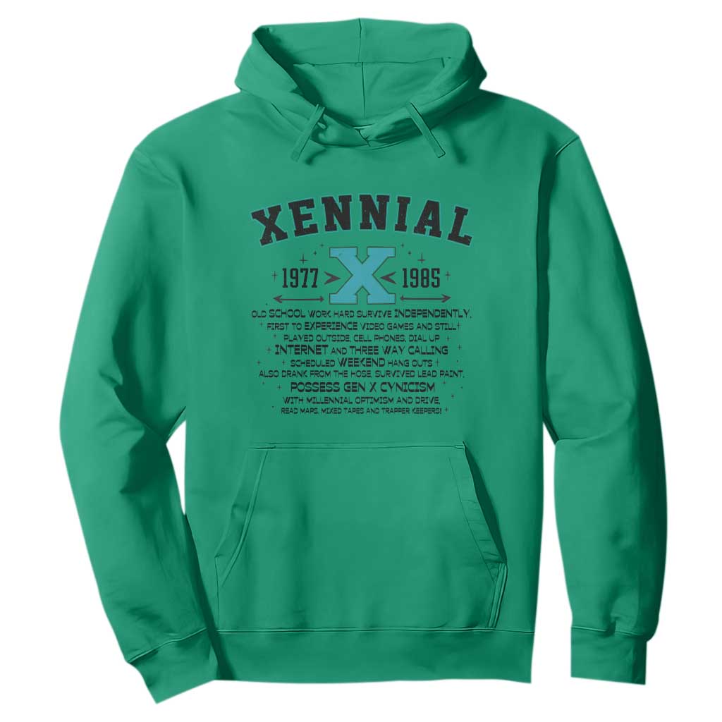 Xennial Definition 1977 to 1985 Hoodie Vintage Dictionary Style Graphic TS02 Irish Green Print Your Wear