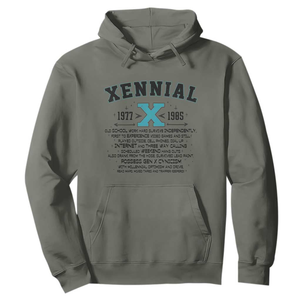 Xennial Definition 1977 to 1985 Hoodie Vintage Dictionary Style Graphic TS02 Military Green Print Your Wear