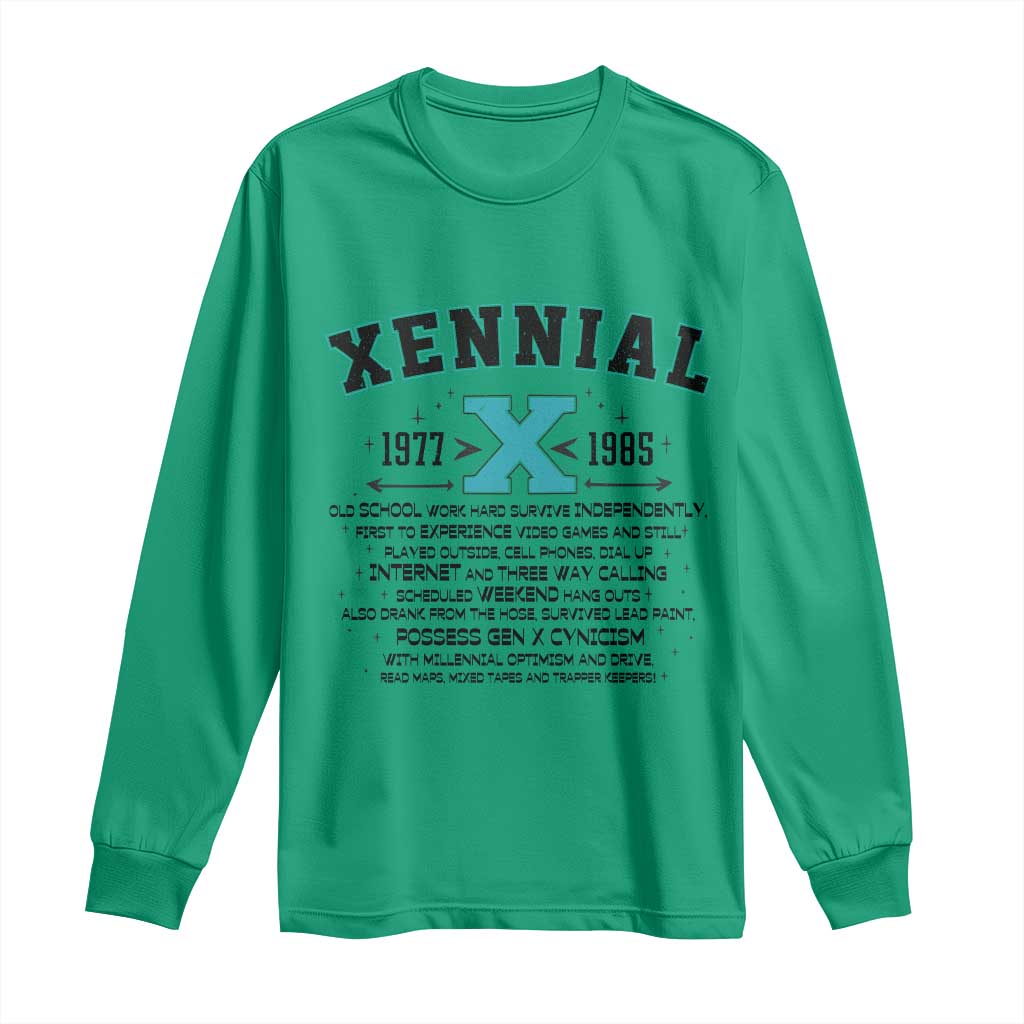 Xennial Definition 1977 to 1985 Long Sleeve Shirt Vintage Dictionary Style Graphic TS02 Irish Green Print Your Wear
