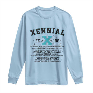 Xennial Definition 1977 to 1985 Long Sleeve Shirt Vintage Dictionary Style Graphic TS02 Light Blue Print Your Wear