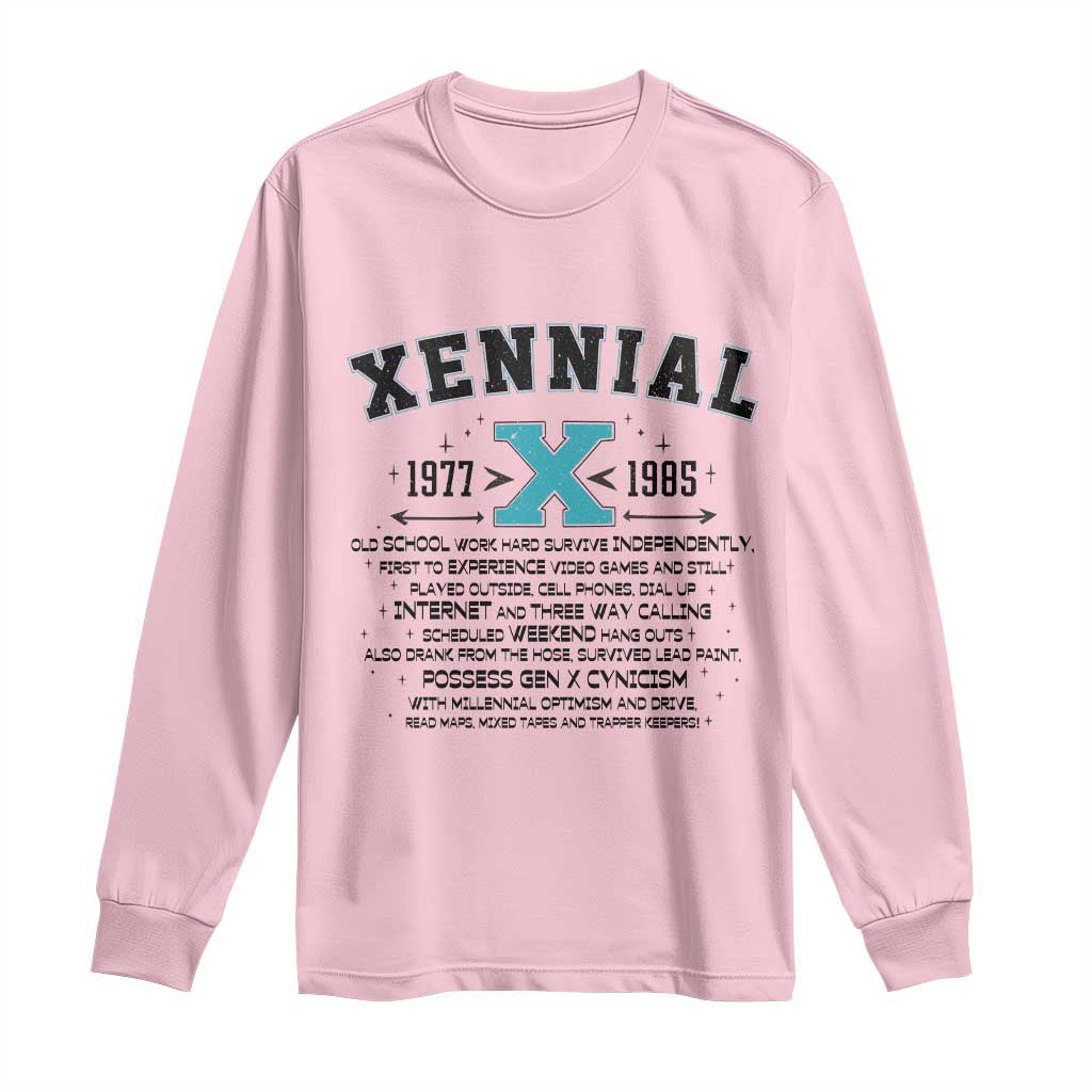 Xennial Definition 1977 to 1985 Long Sleeve Shirt Vintage Dictionary Style Graphic TS02 Light Pink Print Your Wear