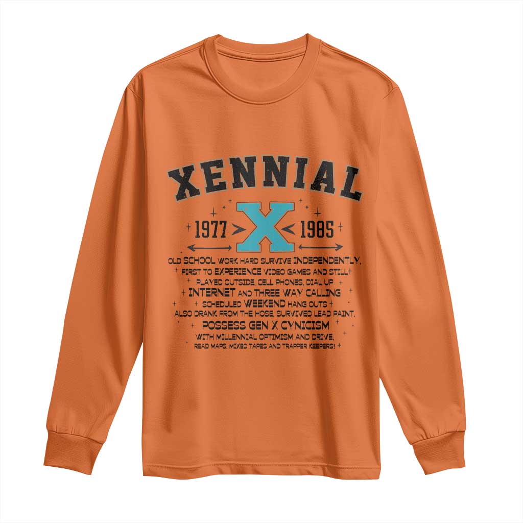 Xennial Definition 1977 to 1985 Long Sleeve Shirt Vintage Dictionary Style Graphic TS02 Orange Print Your Wear