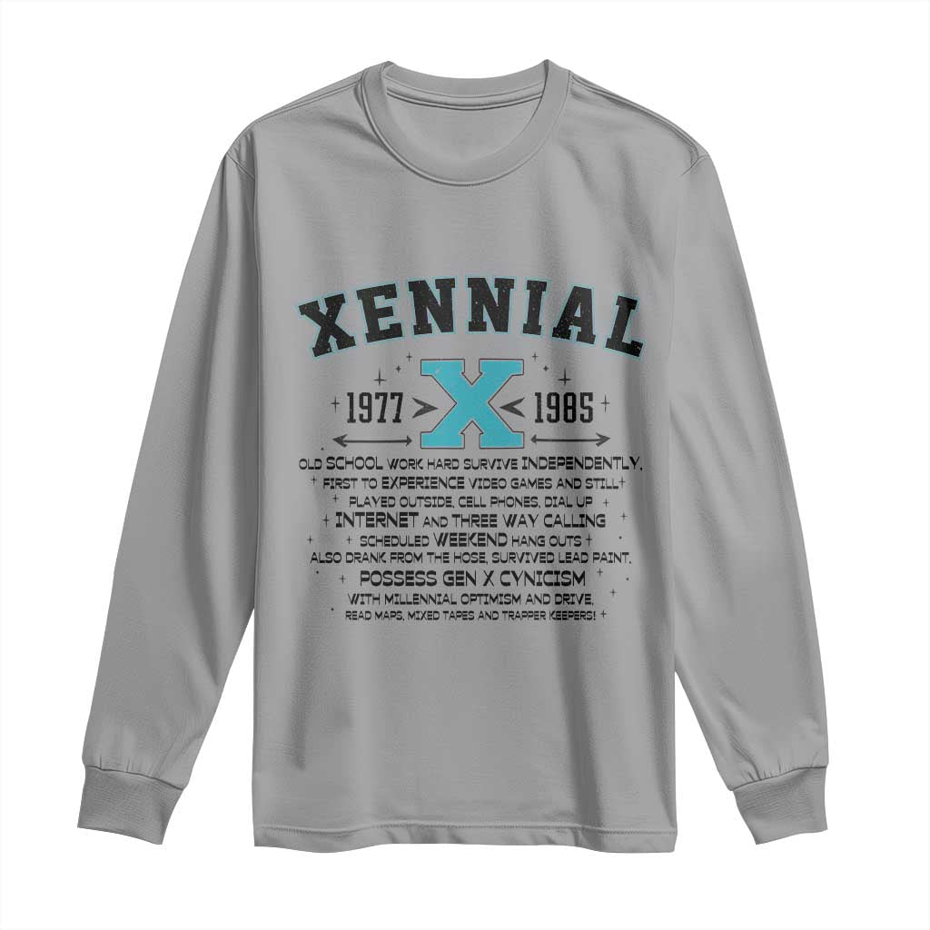 Xennial Definition 1977 to 1985 Long Sleeve Shirt Vintage Dictionary Style Graphic TS02 Sport Gray Print Your Wear
