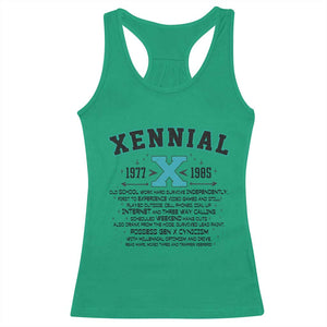 Xennial Definition 1977 to 1985 Racerback Tank Top Vintage Dictionary Style Graphic