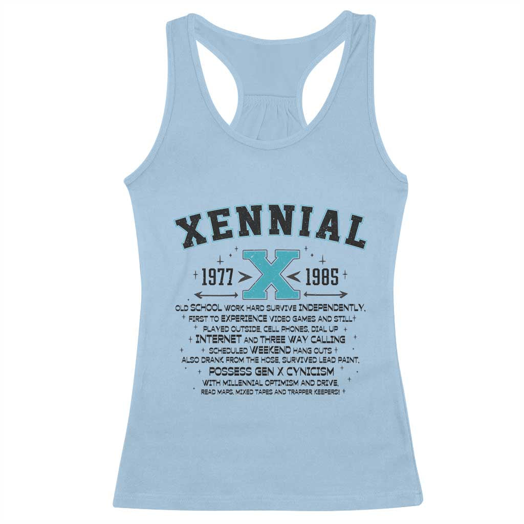 Xennial Definition 1977 to 1985 Racerback Tank Top Vintage Dictionary Style Graphic