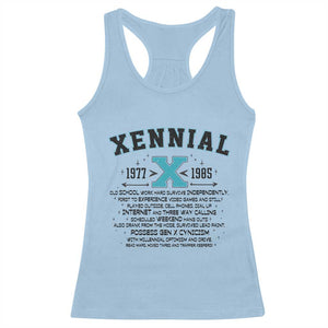 Xennial Definition 1977 to 1985 Racerback Tank Top Vintage Dictionary Style Graphic