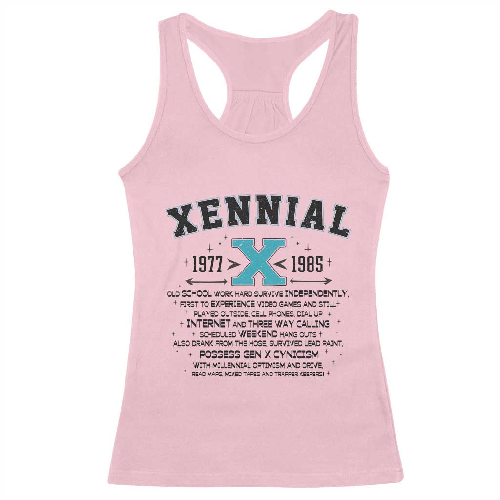 Xennial Definition 1977 to 1985 Racerback Tank Top Vintage Dictionary Style Graphic
