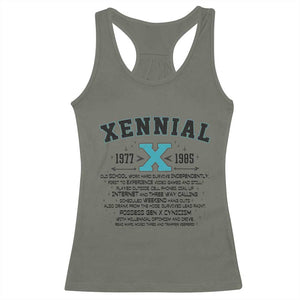 Xennial Definition 1977 to 1985 Racerback Tank Top Vintage Dictionary Style Graphic
