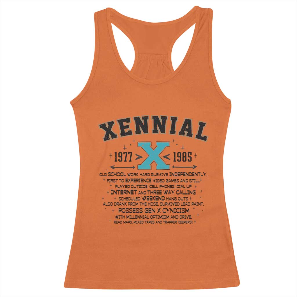 Xennial Definition 1977 to 1985 Racerback Tank Top Vintage Dictionary Style Graphic