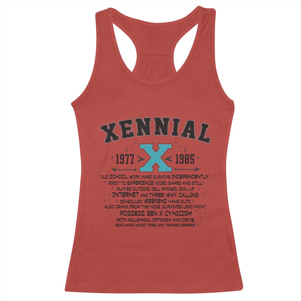 Xennial Definition 1977 to 1985 Racerback Tank Top Vintage Dictionary Style Graphic