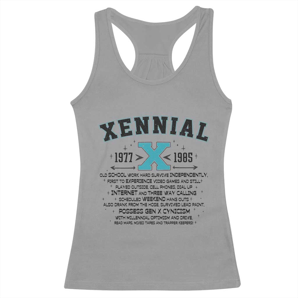 Xennial Definition 1977 to 1985 Racerback Tank Top Vintage Dictionary Style Graphic