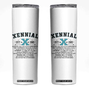 Xennial Definition 1977 to 1985 Skinny Tumbler Vintage Dictionary Style Graphic TS02 White Print Your Wear