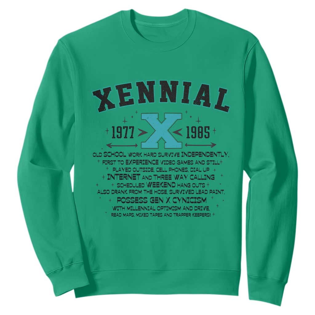 Xennial Definition 1977 to 1985 Sweatshirt Vintage Dictionary Style Graphic TS02 Irish Green Print Your Wear