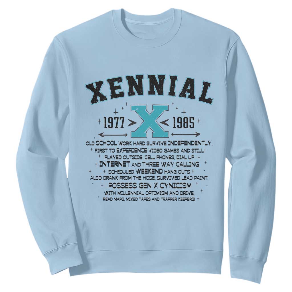 Xennial Definition 1977 to 1985 Sweatshirt Vintage Dictionary Style Graphic TS02 Light Blue Print Your Wear