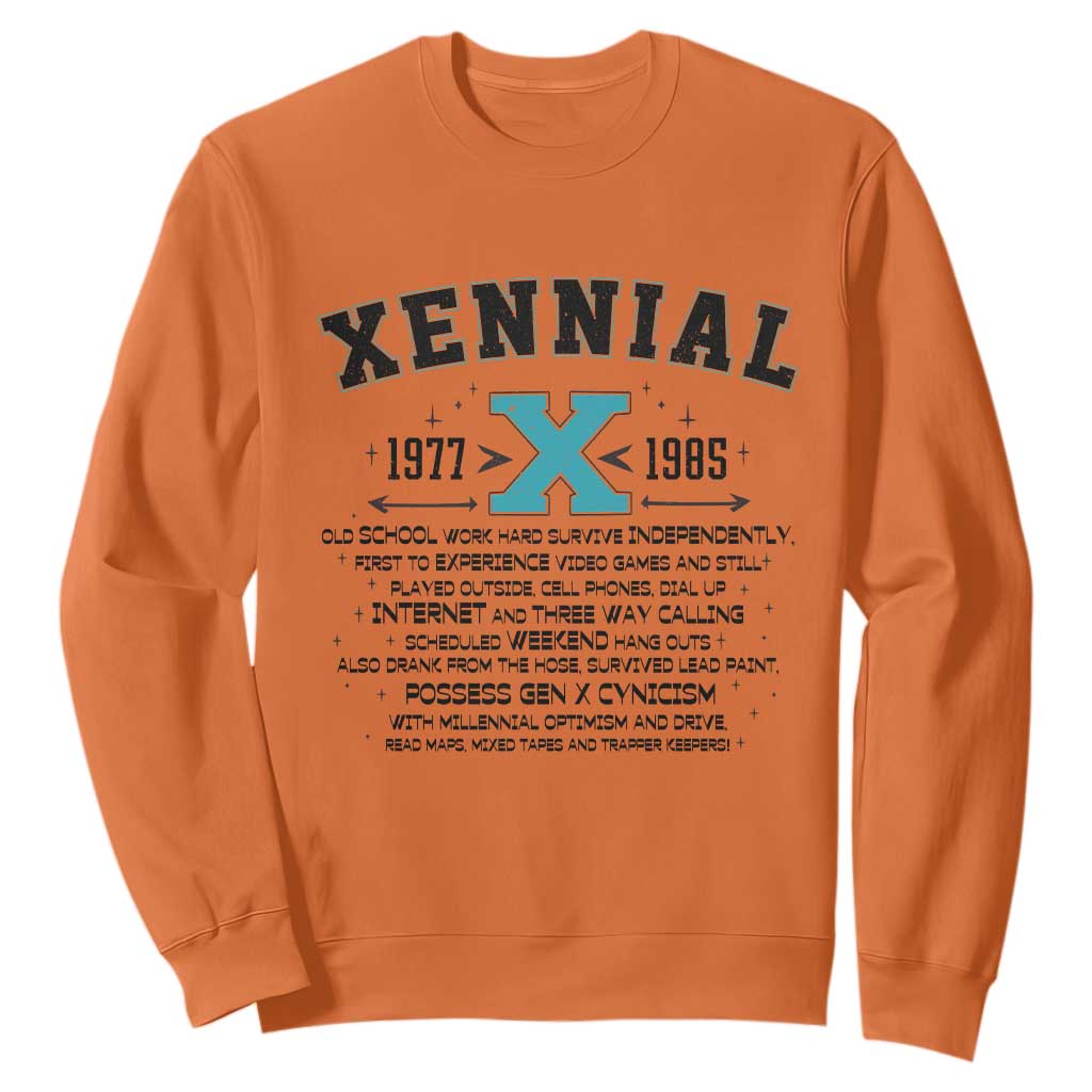 Xennial Definition 1977 to 1985 Sweatshirt Vintage Dictionary Style Graphic TS02 Orange Print Your Wear
