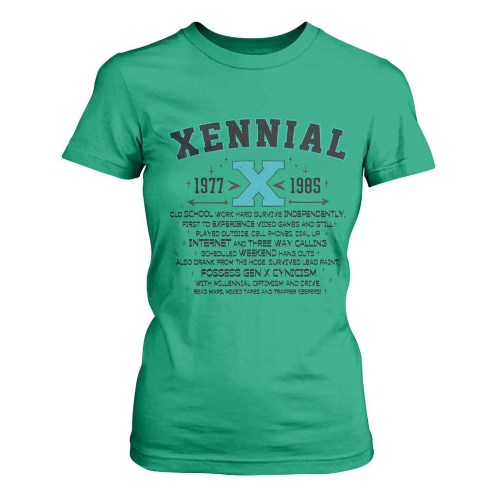 Xennial Definition 1977 to 1985 T Shirt For Women Vintage Dictionary Style Graphic TS02 Irish Green Print Your Wear