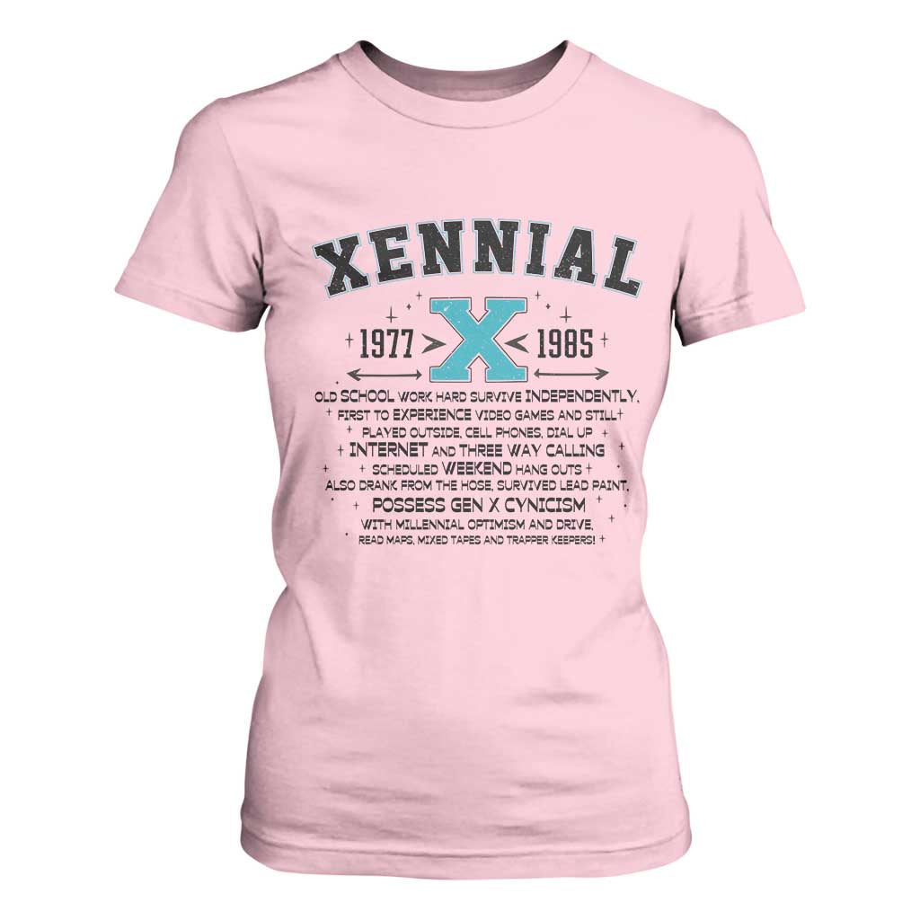 Xennial Definition 1977 to 1985 T Shirt For Women Vintage Dictionary Style Graphic TS02 Light Pink Print Your Wear