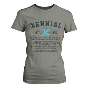 Xennial Definition 1977 to 1985 T Shirt For Women Vintage Dictionary Style Graphic TS02 Military Green Print Your Wear