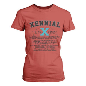 Xennial Definition 1977 to 1985 T Shirt For Women Vintage Dictionary Style Graphic TS02 Red Print Your Wear