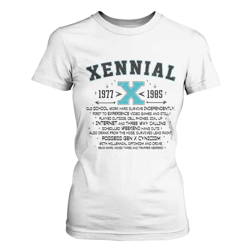 Xennial Definition 1977 to 1985 T Shirt For Women Vintage Dictionary Style Graphic TS02 White Print Your Wear
