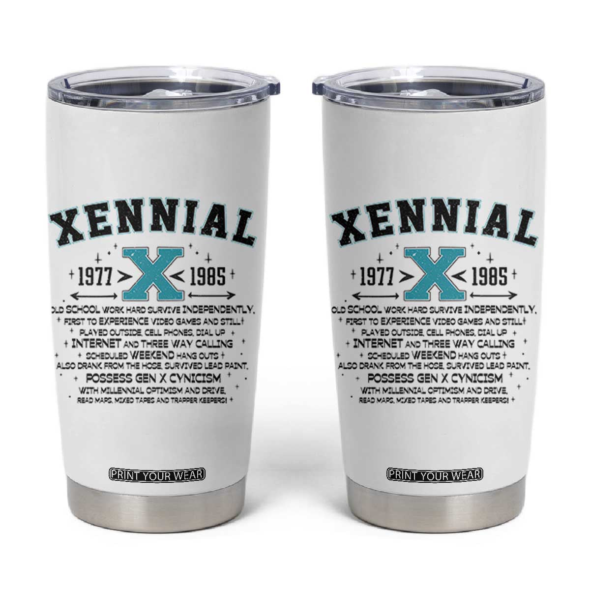 Xennial Definition 1977 to 1985 Tumbler Cup Vintage Dictionary Style Graphic TS02 White Print Your Wear