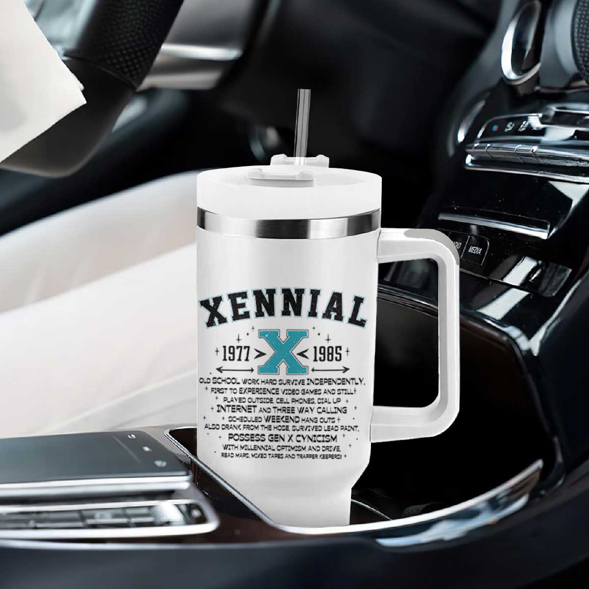 Xennial Definition 1977 to 1985 Tumbler With Handle Vintage Dictionary Style Graphic TS02 Print Your Wear