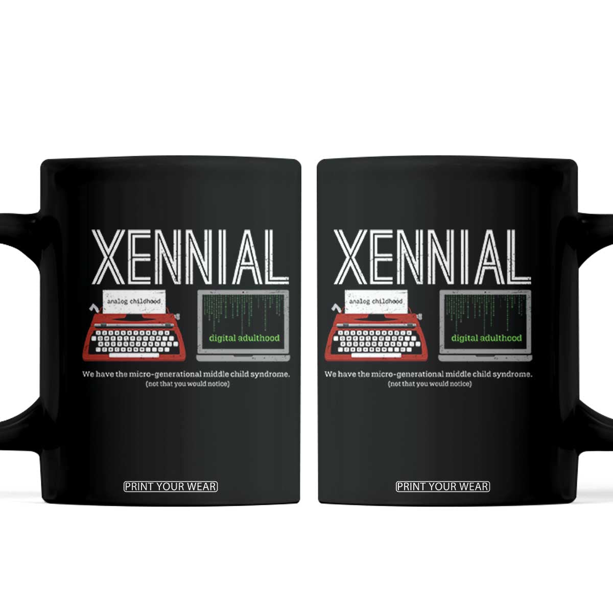 Xennial Typewriter and Computer Screen Coffee Mug Analog Childhood Digital Adulthood