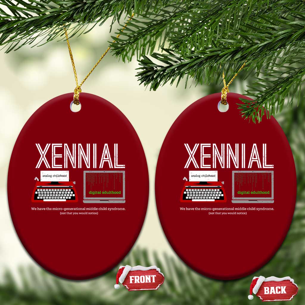 Xennial Typewriter and Computer Screen Ceramic Ornament Analog Childhood Digital Adulthood TS02 Print Your Wear